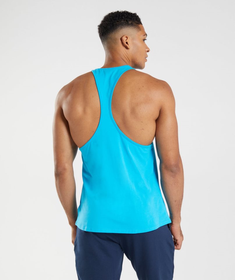 Men's Gymshark Block Stringer Tanks Turquoise | CA 0N5A86